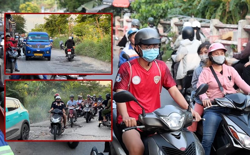 The only 5 meter wide road is full of potholes, Ho Chi Minh City residents are tired of traffic jams during rush hour