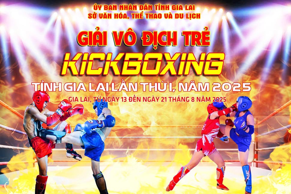 The first Gia Lai Youth Kickboxing Championship in 2025 will take place from August 13 to 21 in Quy Nhon ward. Photo: Department of Culture, Sports and Tourism of Gia Lai province