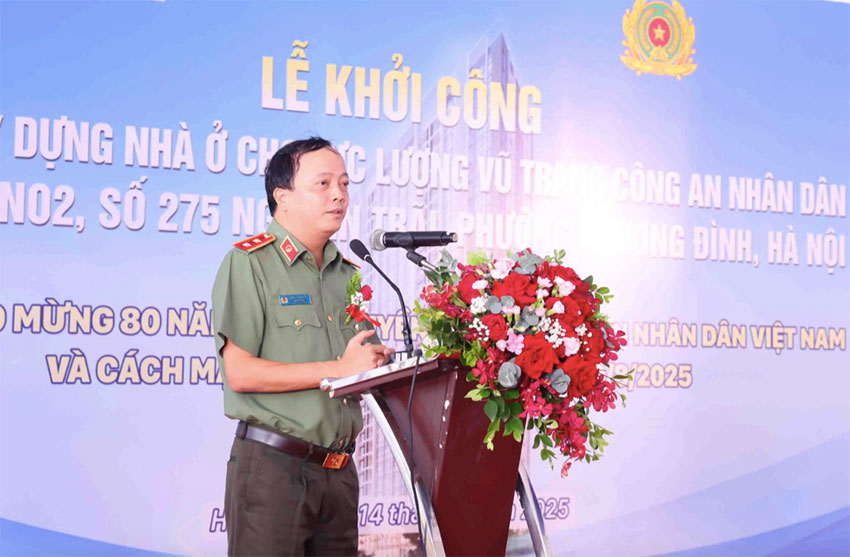 Lieutenant General Dang Hong Duc - Deputy Minister of Public Security at the groundbreaking ceremony. Photo: Ministry of Public Security