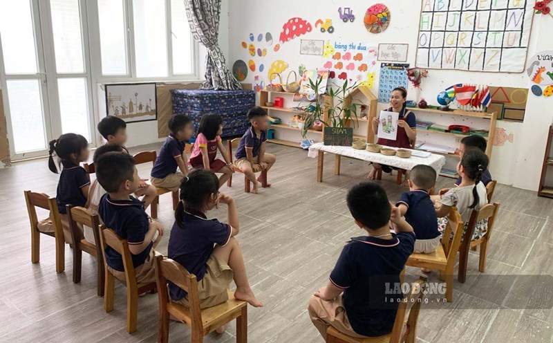 Children of workers and laborers study at a kindergarten in Bao Minh Industrial Park, Ninh Binh province. Photo: Luong Ha