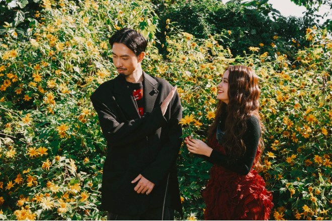 Den Vu and Hoang Thuy Linh in the MV Mien Dat Thuong. Photo: Producer