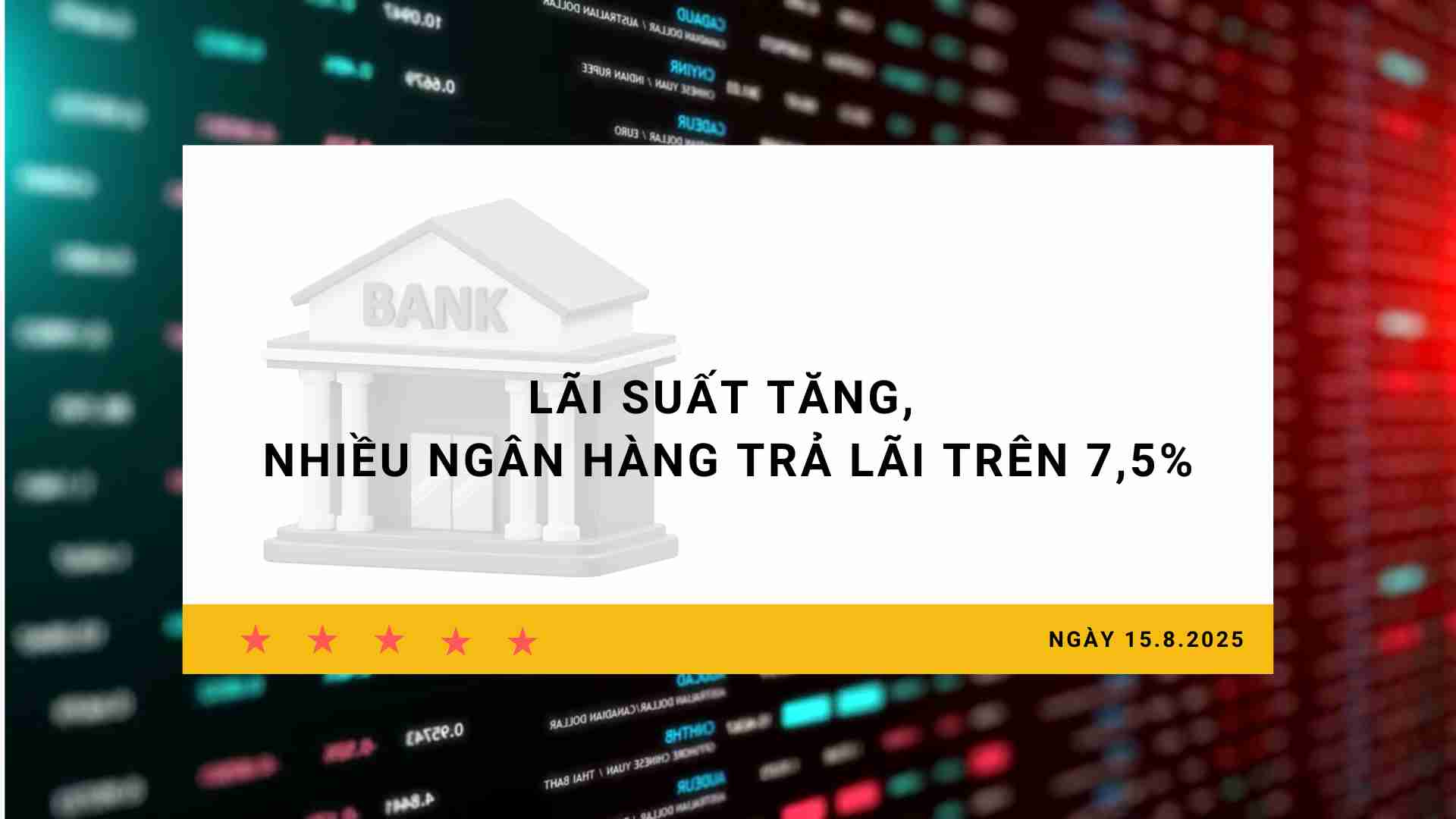 Interest rate 15.8: Interest rates increase, many banks pay interest over 7.5%