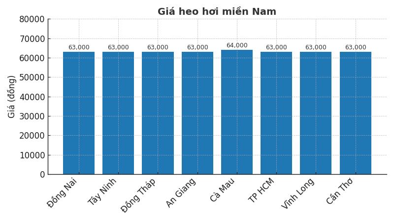 Gia heo hoi ngay 15.8 tai khu vuc mien Nam. Do hoa: Thuy Linh. 
