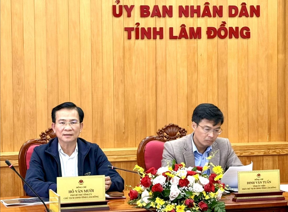 Lanh dao UBND tinh Lam Dong chu tri buoi lam viec voi Vien Kinh te Xanh ve cac van de hop tac. Anh: An Nhien