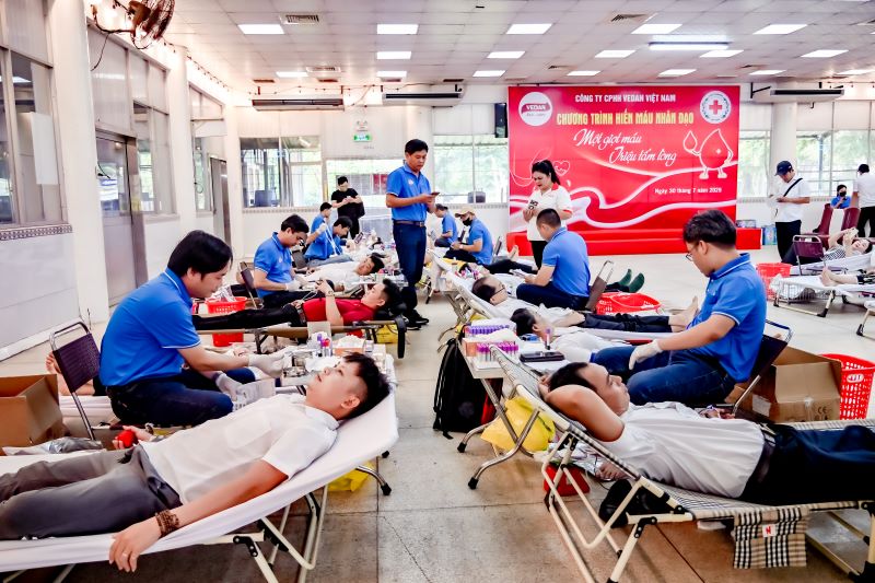 Quang cảnh buổi hiếm máu nhân đạo tại Công ty Vedan. Ảnh: Vedan