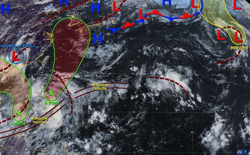The low pressure areas are being monitored on August 15, 2025. Photo: JTWC