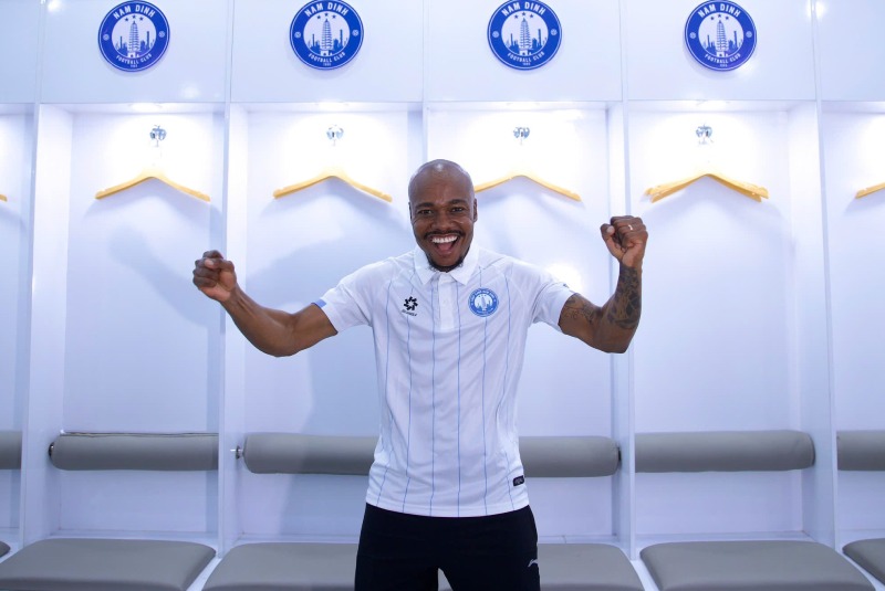 Foreign player Percy Tau joined Nam Dinh. Photo: NDFC