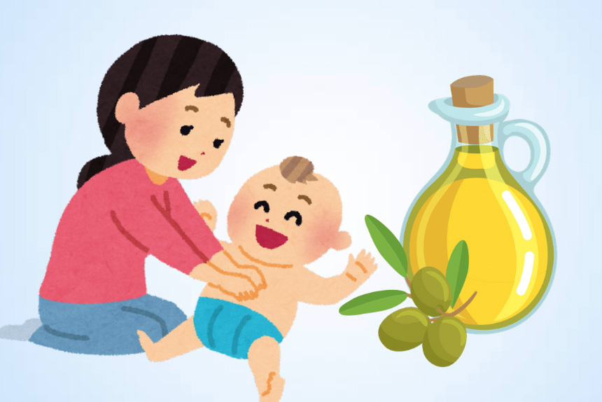 여름철 아기 마사지에 사용되는 올리브 오일의 효능. 그래픽: Thien Nhan