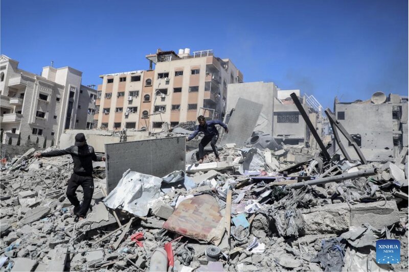 The city in Gaza was devastated after an Israeli attack on March 19, 2025. Photo: Xinhua