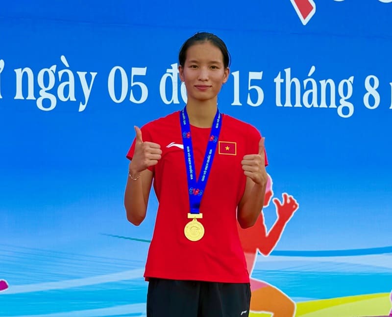 Nha vo dich nhay cao nu tai Giai dien kinh vo dich quoc gia 2025. Anh: Hoai Viet