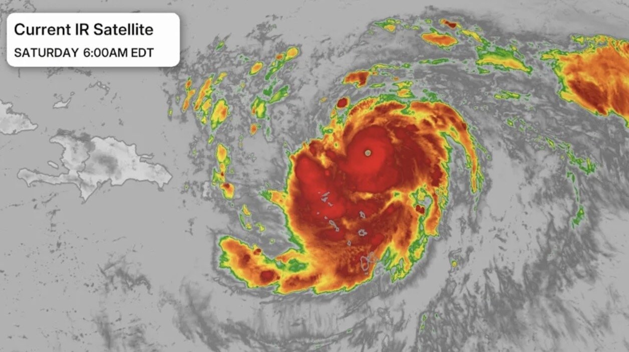 태풍 에린이 최대 강도에 도달하고 있습니다. 사진: The Weather Channel