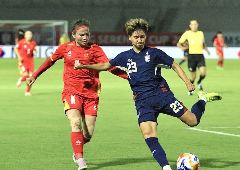 The Vietnamese women's team beat Thailand 1-0 in the final match of Group A of the 2025 Southeast Asian tournament. Photo: Mai Huong