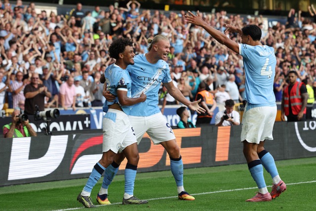 Man City beat Wolves in their opening Premier League match. Photo: AFP