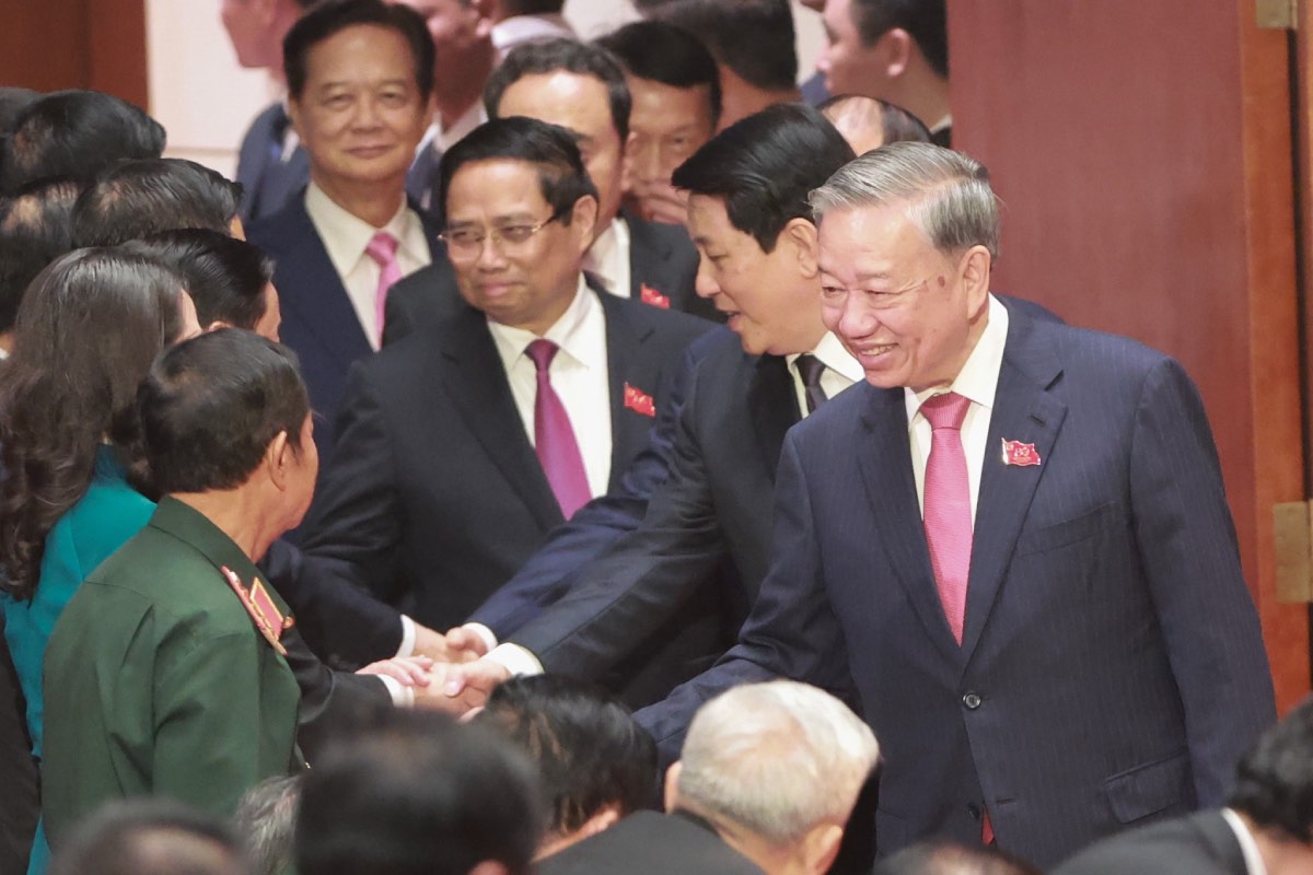 Tong Bi thu To Lam cung lanh dao Dang, Nha nuoc du Le Ky niem 80 nam ngay truyen thong Cong an nhan dan. Anh: Hai Nguyen 