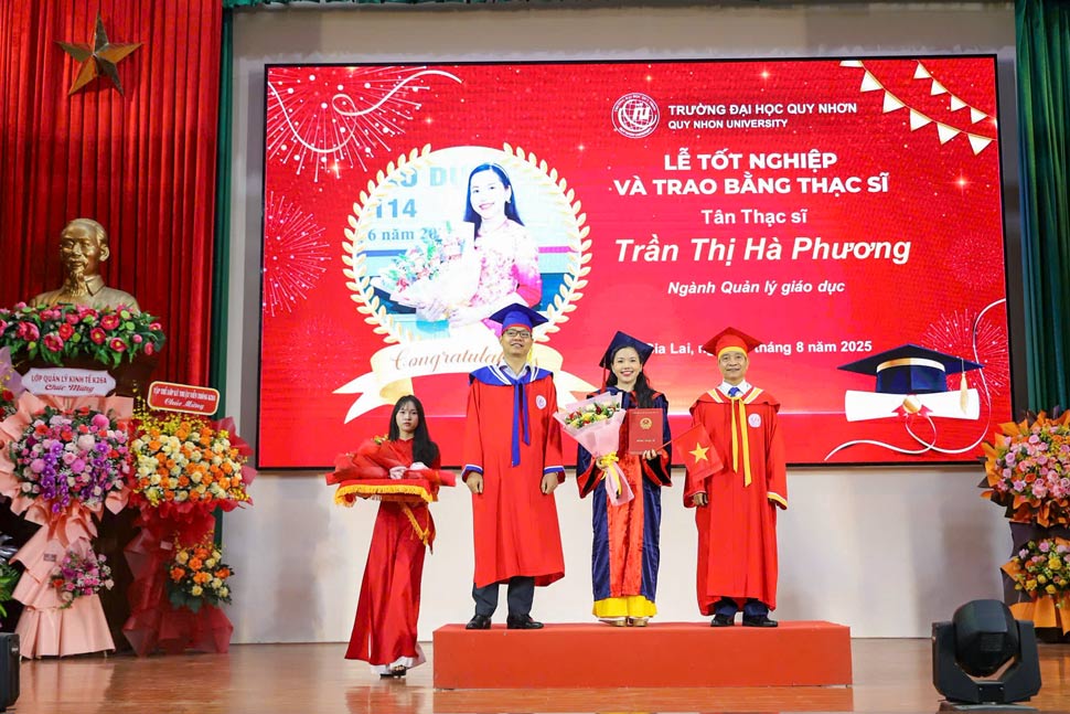 New masters receive their graduation certificates. Photo: Quy Nhon University