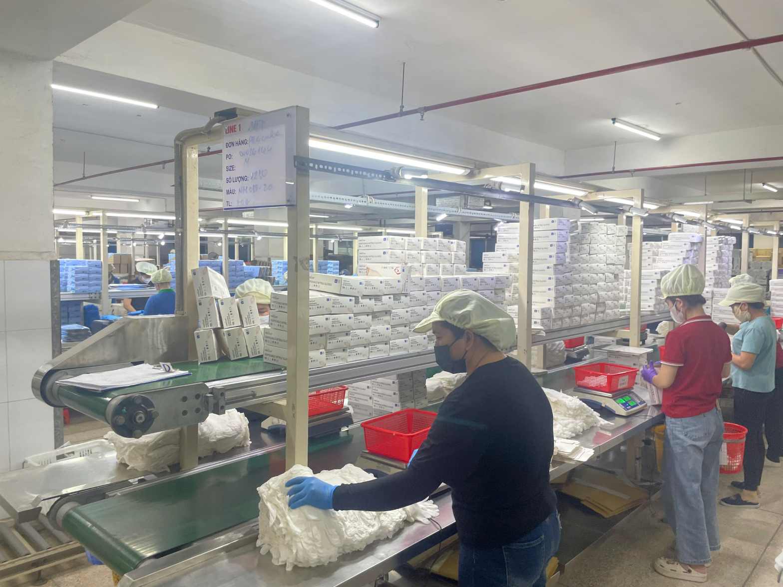 호치민시의 장갑 제조 회사가 150명 이상의 노동자를 채용하고 있습니다. 사진: Dinh Trong