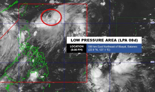 Vị trí của áp thấp gần Biển Đông. Ảnh: PAGASA