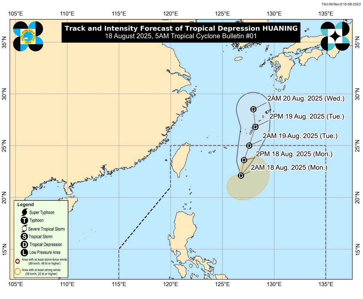 Du bao duong di cua ap thap nhiet doi Huaning. Anh: PAGASA