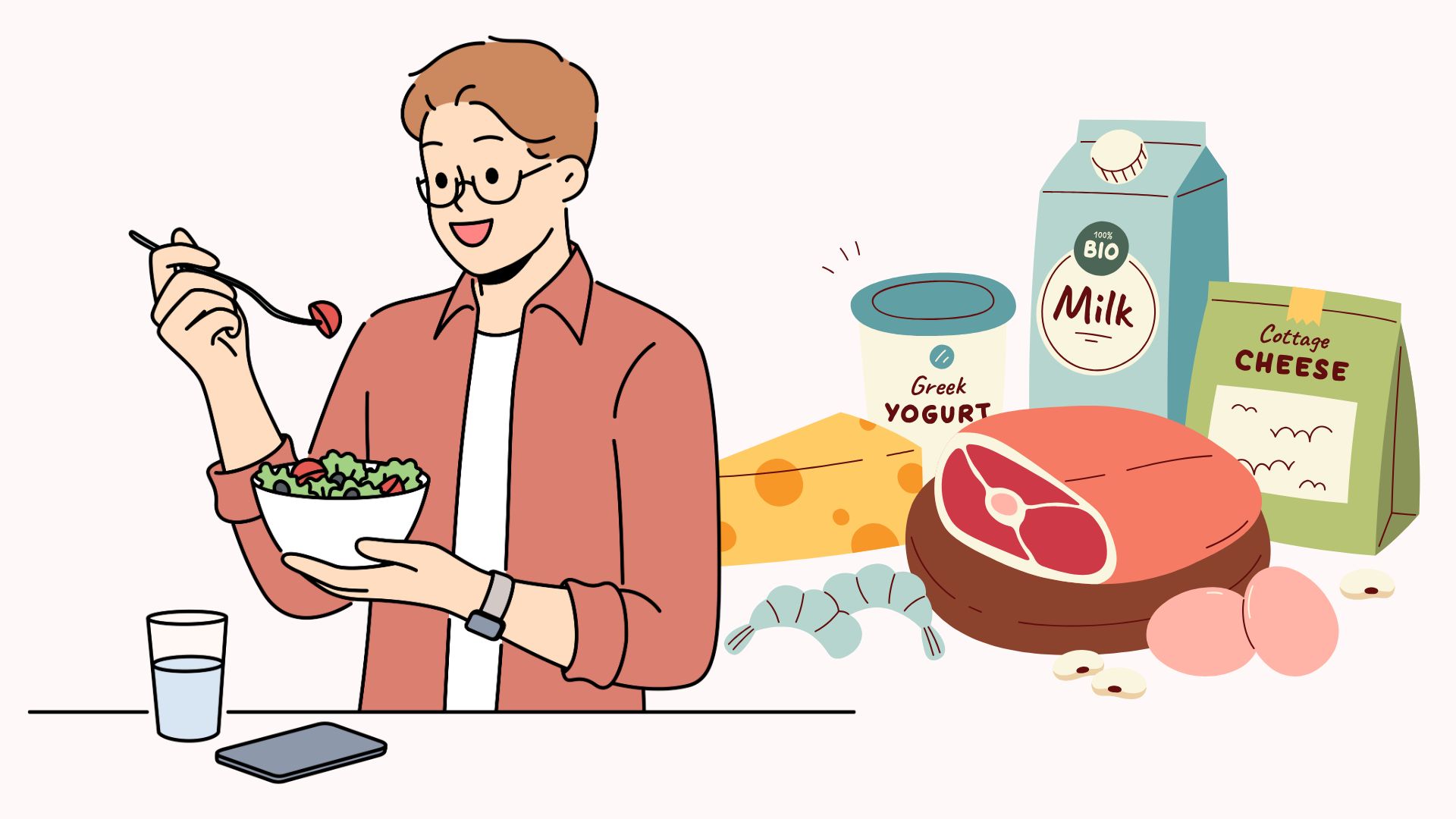 Prioritizing protein in each meal helps reduce belly fat. Graphics: Thanh Thanh