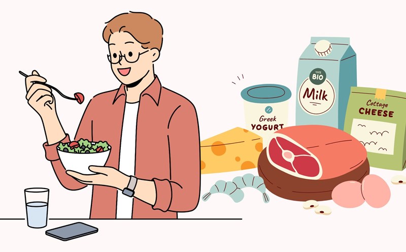 Prioritizing protein in each meal helps reduce belly fat. Graphics: Thanh Thanh