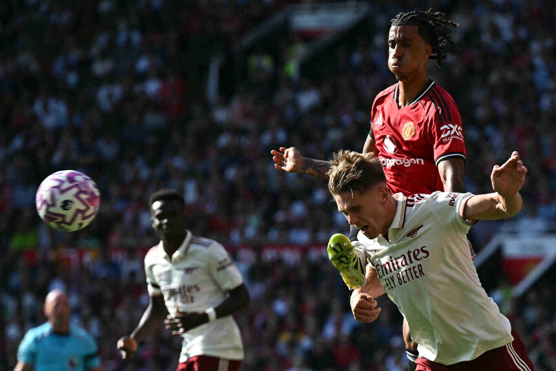 Viktor Gyokeres and Arsenal had a hard-fought victory over Man United. Photo: AFP