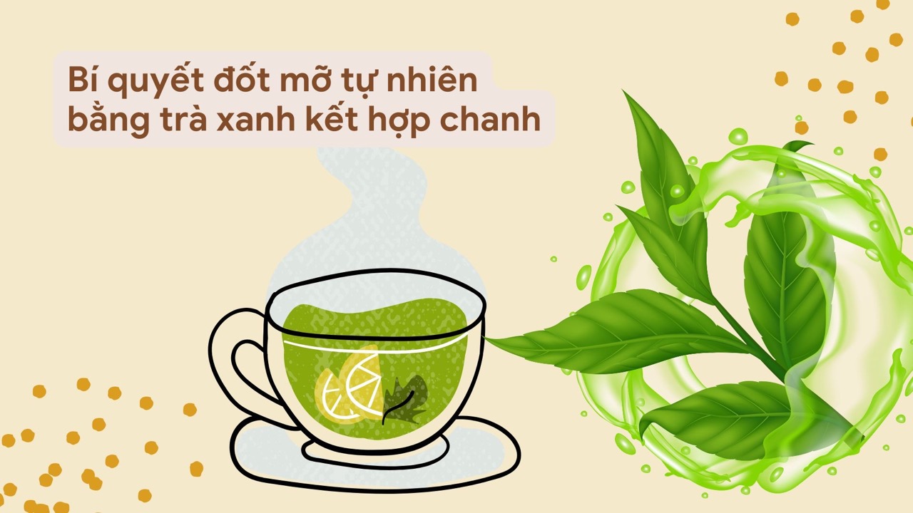Lemon and green tea when combined will help support fat burning effectively. Graphic photo: Huong Son