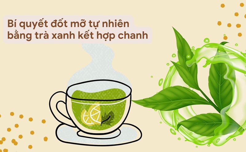 Lemon and green tea when combined will help support fat burning effectively. Graphic photo: Huong Son