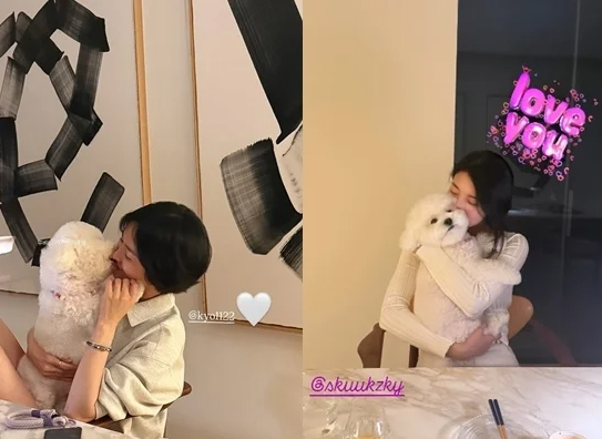 Song Hye Kyo va Suzy chup hinh khi no dua voi cun cung tai nha rieng. Anh chup man hinh
