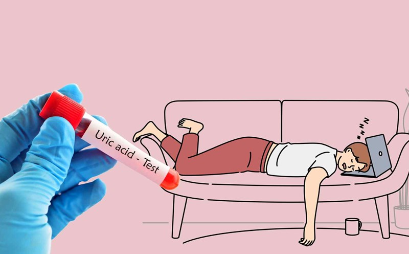 The habit of being sedentary makes it difficult for the body to excrete uric acid. Graphic photo: Thai Anh