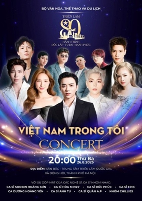 Dai nhac hoi “Viet Nam trong toi” do Bo Van hoa, The thao & Du lich chu tri se khuay dao VEC nhung ngay thang 8 lich su