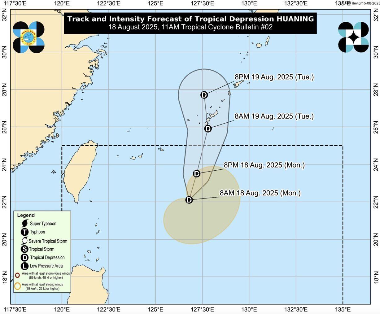 Du bao duong di cua ap thap nhiet doi Huaning. Anh: PAGASA 