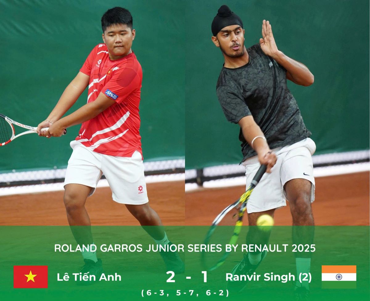 Tennis player Le Tien Anh has successfully defeated the No. 2 seed of the Indian team in the qualifying round of young Roland Garros in East Asia, Southeast Asia and South Asia. Photo: VTF