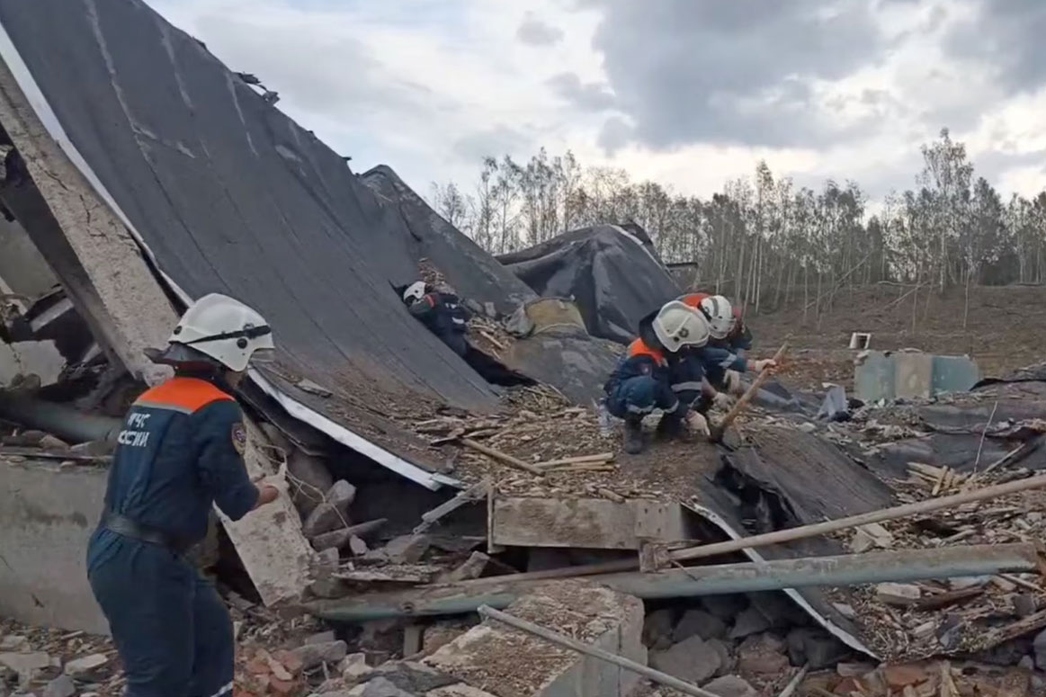 Scene of the fire at a Russian industrial park on August 15. Photo: Russian Ministry of Emergency Situations