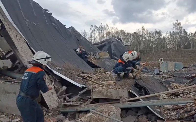 Scene of the fire at a Russian industrial park on August 15. Photo: Russian Ministry of Emergency Situations