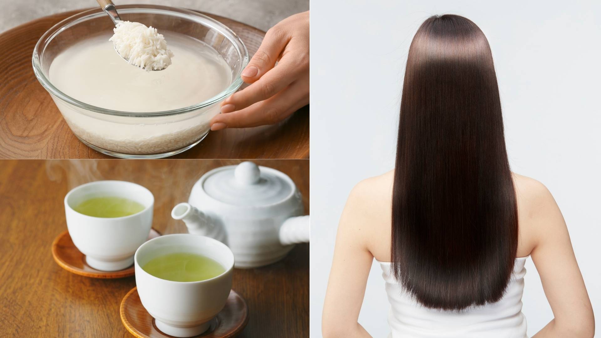 Bi quyet toc khoe tu nuoc vo gao va tra xanh. Do hoa: Minh Hoang