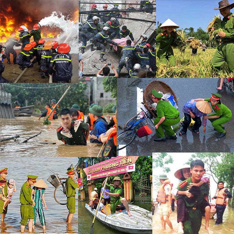Luc luong Cong an nhan dan san sang hy sinh “thuc cho dan ngu, gac cho dan vui choi, lay niem vui, hanh phuc cua Nhan dan lam niem vui, le song cua minh“; xa than vi su nghiep cach mang, vi cuoc song binh yen va hanh phuc cua nhan dan.
