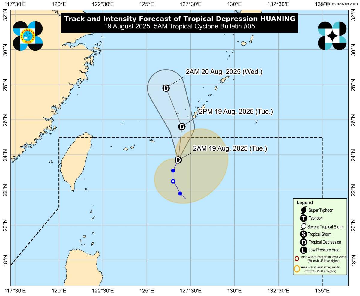 Ap thap nhiet doi Huaning huong ve Nhat Ban. Anh: PAGASA