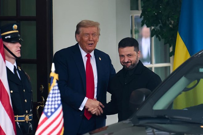 Tong thong My Donald Trump don Tong thong Ukraina Volodymyr Zelensky tai Nha Trang ngay 18.8.2025. Anh: Xinhua 