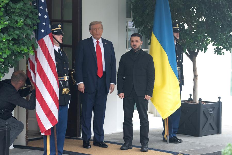 US President Donald Trump welcomed Ukrainian President Volodymyr Zelensky to the White House on August 18, 2025. Photo: Xinhua