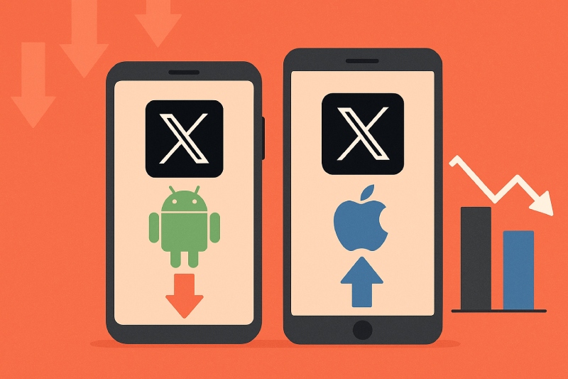 Elon Musk's X app downloads have fallen on Android. Graphics: Quang Minh