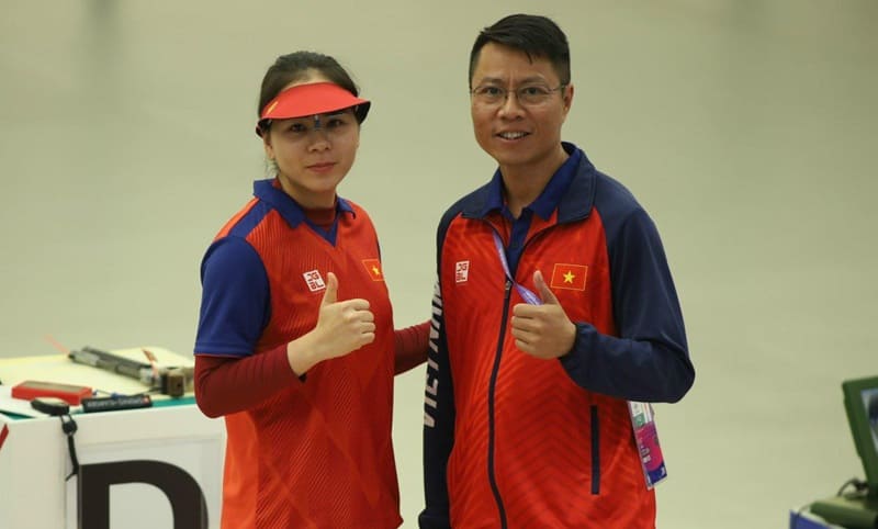 Shooter Trinh Thu Vinh is an outstanding athlete of the People's Public Security Sports. Photo: Bui Luong