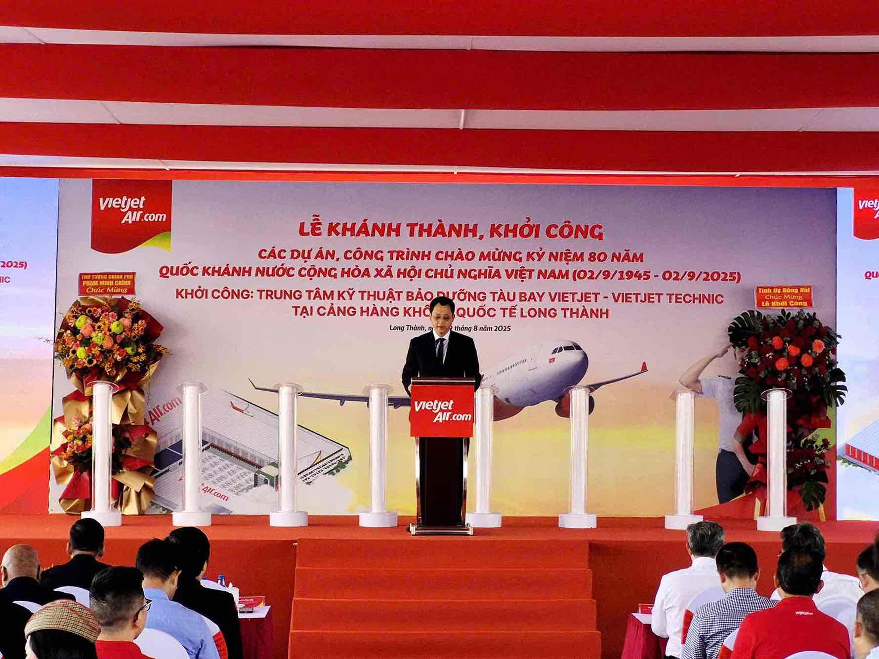 Vietjet Aviation Joint Stock Company started construction of the Aircraft Maintenance Technical Center (Hangar No. 3 and No. 4) at Long Thanh airport. Photo: HAC