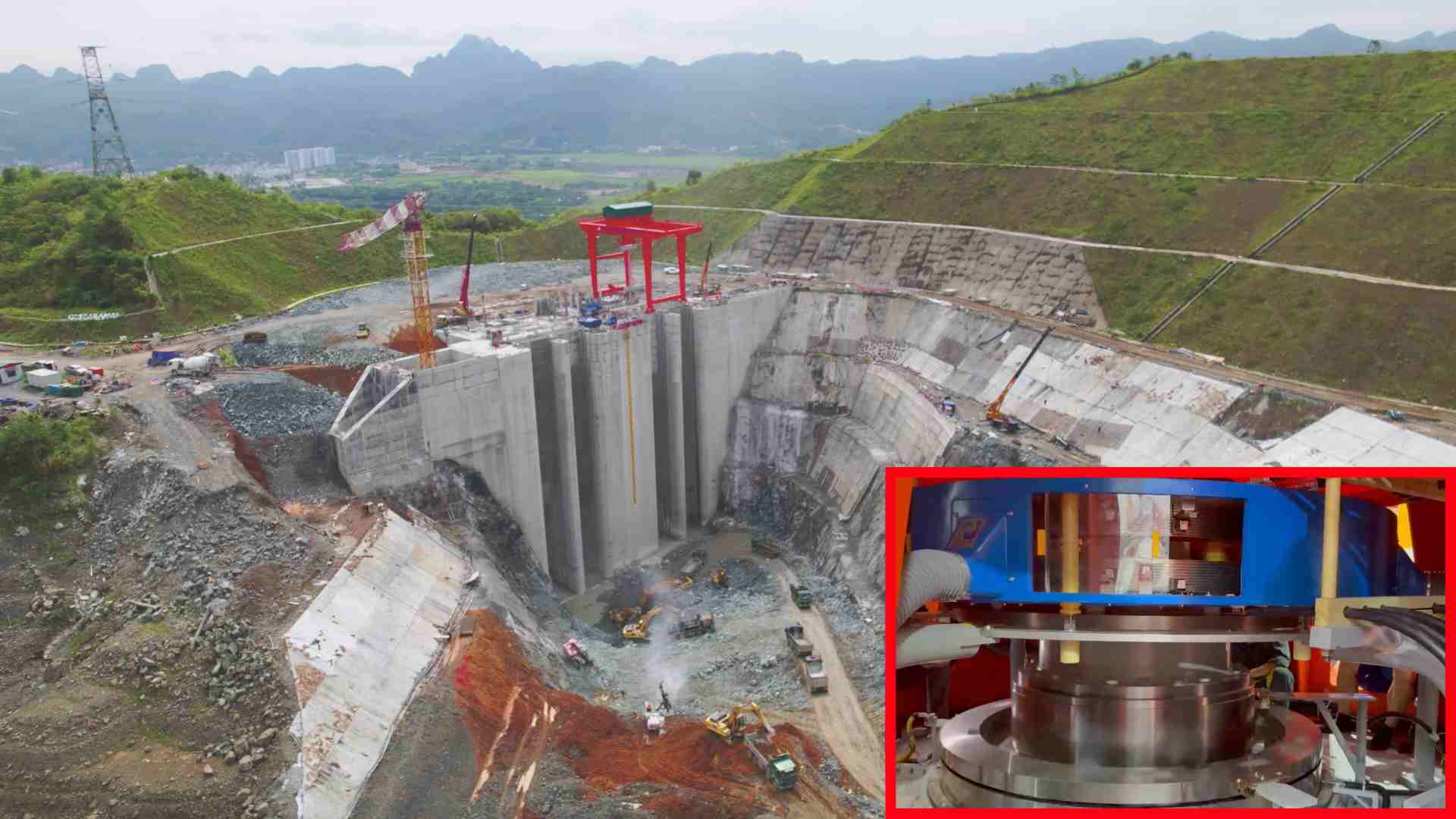 Close-up of grid power generation of Plant No. 1 of Hoa Binh Hydropower Plant expansion. Photo: Tuyet Lan