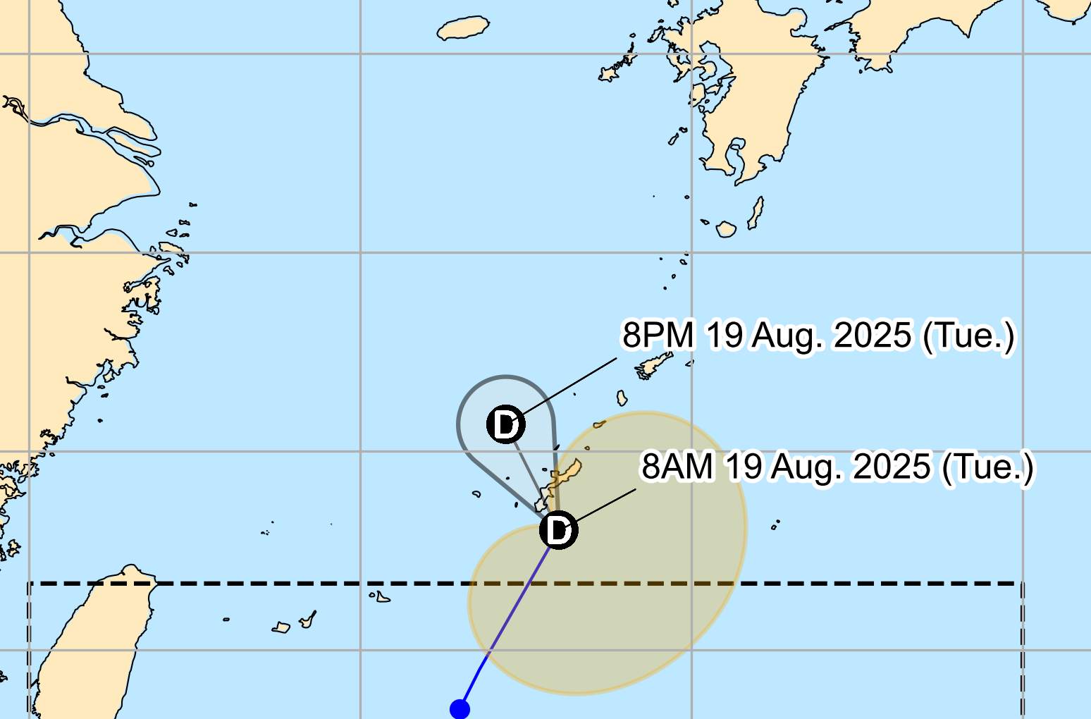 Cap nhat vi tri cua ap thap nhiet doi gan Bien Dong. Anh: PAGASA