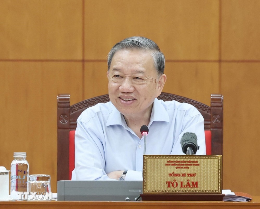 Tong Bi thu To Lam phat bieu tai cuoc lam viec. Anh: TTXVN
