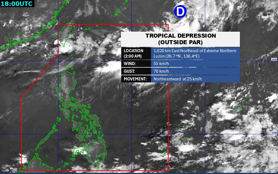 동해 근처 열대 저기압 위치 업데이트. 사진: PAGASA