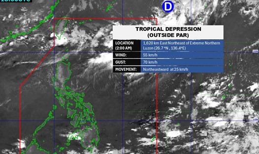 Cập nhật vị trí của áp thấp nhiệt đới gần Biển Đông. Ảnh: PAGASA