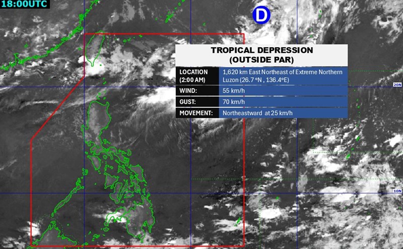Updated location of the tropical depression near the East Sea. Photo: PAGASA