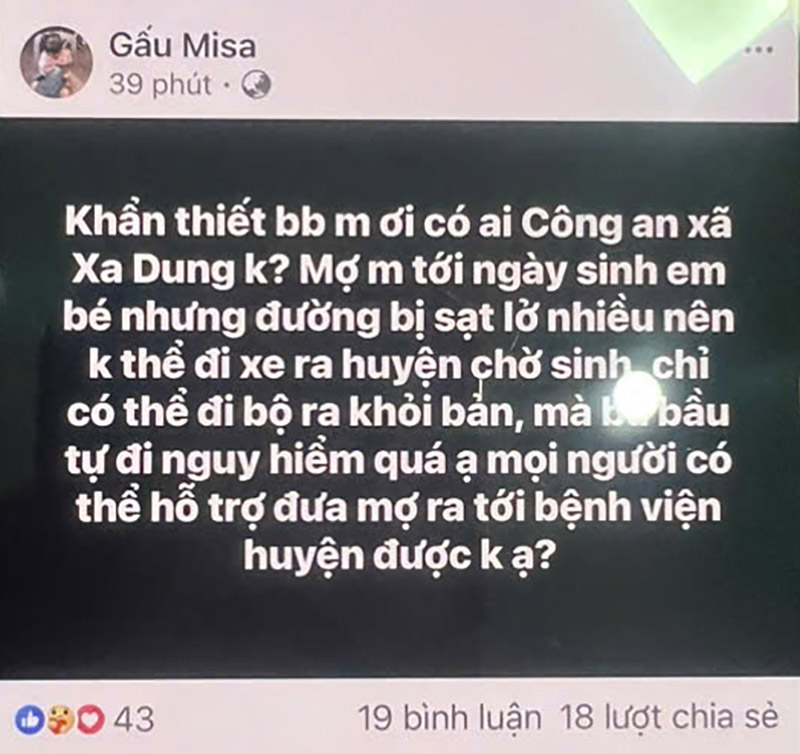 Tin nhan cau cuu cua nguoi nha thai san. Anh: So Y te
