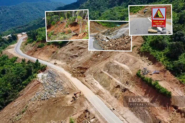 Glissement de terrain sur la route reliant le lac Ba Be (Thai Nguyen). Photo : Dang Vu.